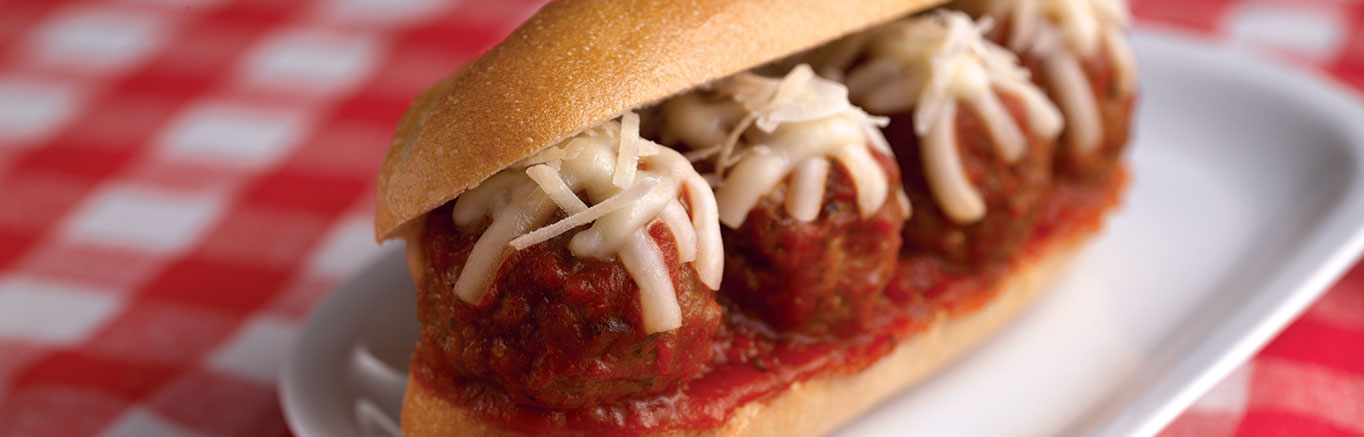 Easy Meatball Parmesan Hero made with Prego® sauce
