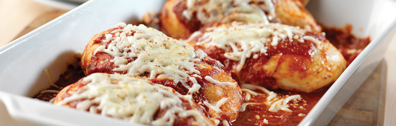 Image of prepared Quick & Easy Chicken Parmesan recipe made with Prego® pasta sauce