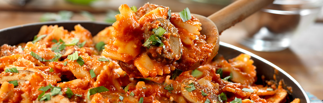 Image of prepared Creamy Vodka Bowties with Mushrooms