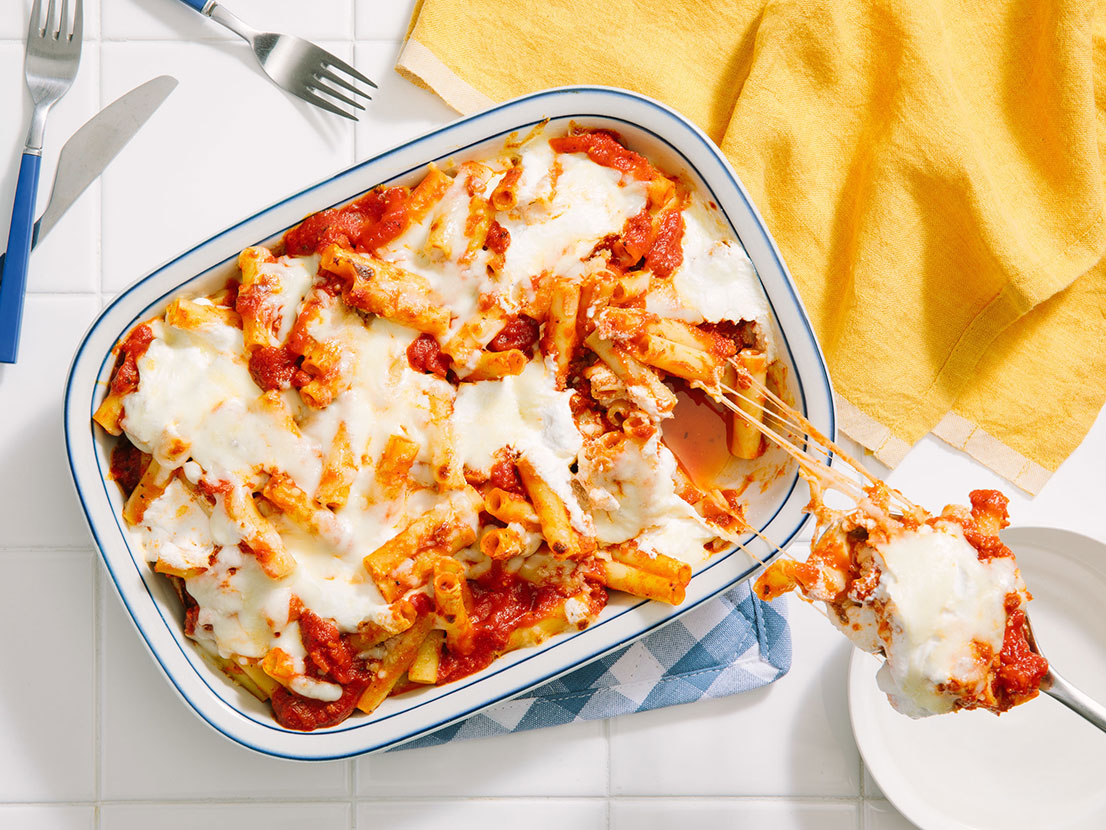 Image of prepared Image of prepared Creamy Three-Cheese Baked, No Boil Ziti Bolognese
